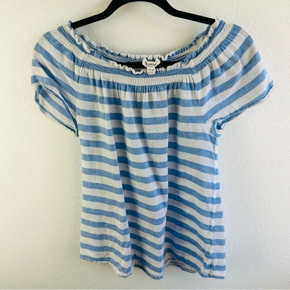 Beach Lunch Lounge Linen Blend Striped Top Size‎  XS